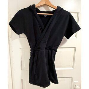 Nama Enlighten Hoodie Fleece Short Sleeve Romper in Black sz XS